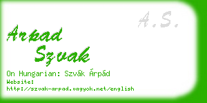 arpad szvak business card